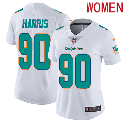 2019 Women Miami Dolphins #90 Harris white Nike Vapor Untouchable Limited NFL Jersey->women nfl jersey->Women Jersey